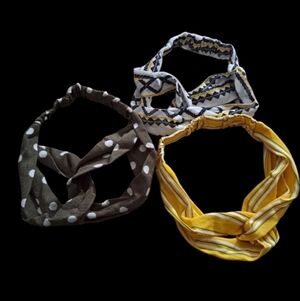 Lot of 3 Fabric Headbands Elastic Back Hair Accessories NWOT